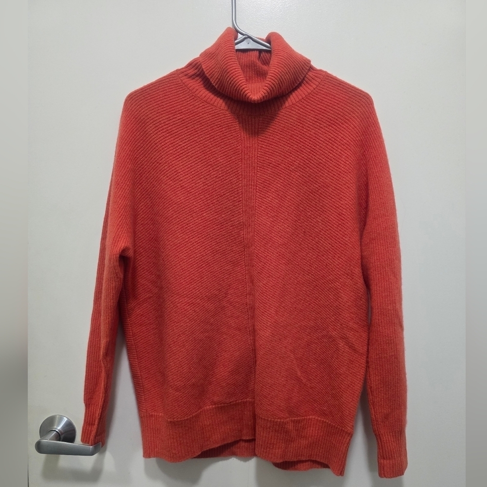 Women's Cozy Orange Turtleneck Sweater - Picture 2 of 9